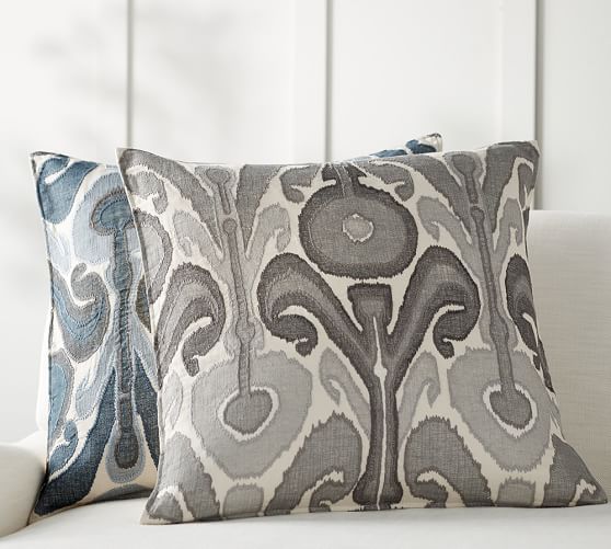 Kenmare Ikat Embroidered Pillow Cover Pottery Barn
