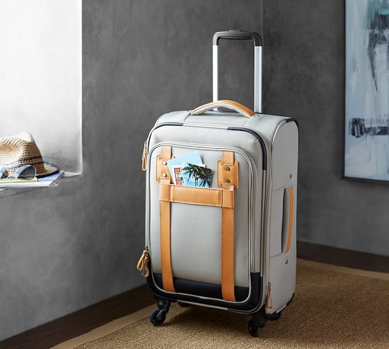 Rive Wheeled Luggage Taupe/Cognac Pottery Barn