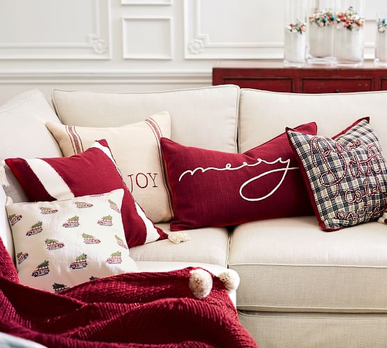 Pieced Stripe With Pom Poms Pillow Cover Pottery Barn