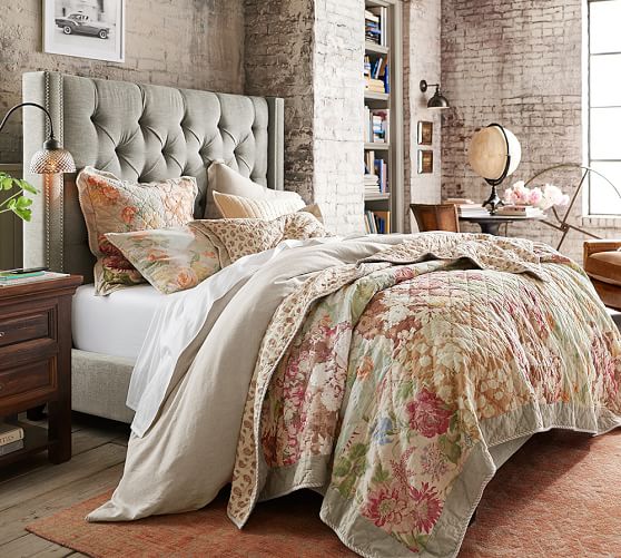Carolina Floral Patchwork Reversible Quilt & Sham Pottery Barn