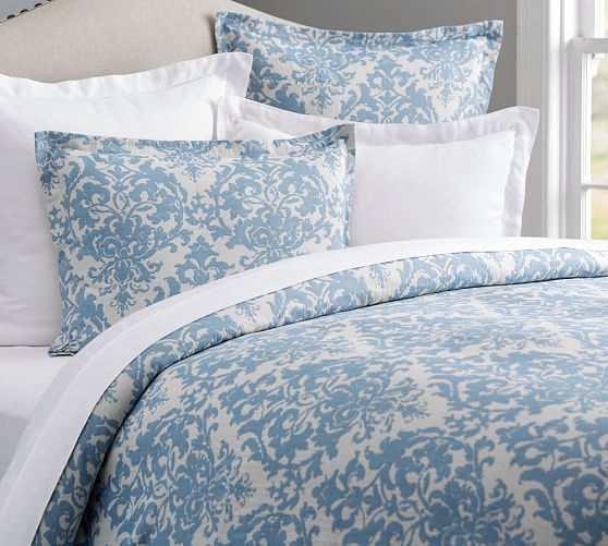 Jacquard Linen Medallion Duvet Cover & Sham Neutral Pottery Barn