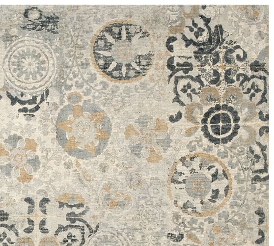 Talia Printed Rug Gray Pottery Barn