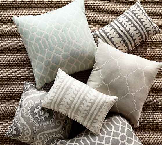Sunbrella® Trellis Reversible Jacquard Indoor/Outdoor Pillow Pottery Barn