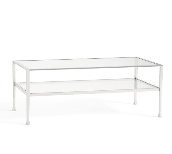 Tanner Rectangular Coffee Table Polished Nickel finish Pottery Barn