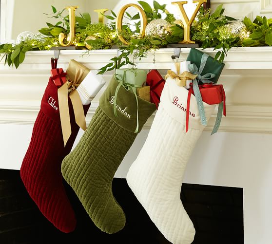 Channel Quilted Velvet Stocking Pottery Barn