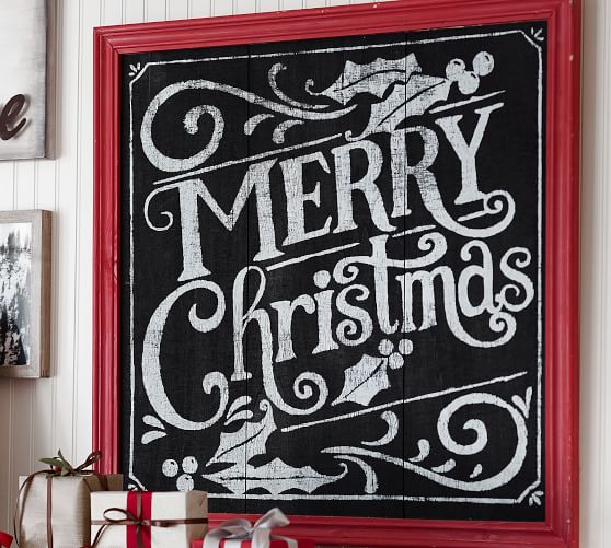 Merry Christmas Chalkboard Sign Wall Art Pottery Barn