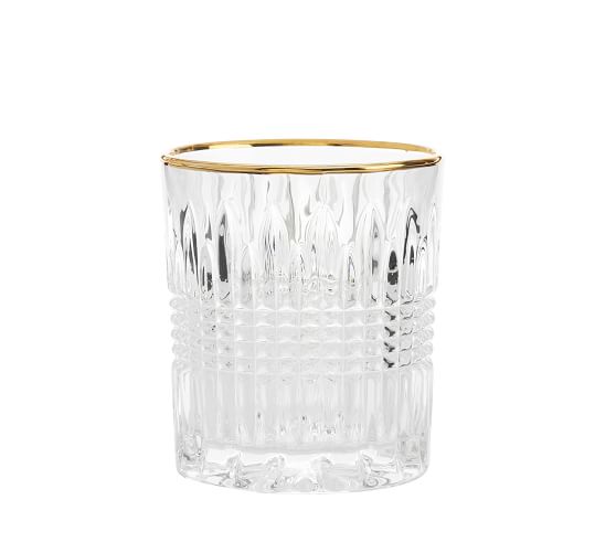 Serena Gold Rim Double Old Fashioned Glass, Set of 2 Pottery Barn
