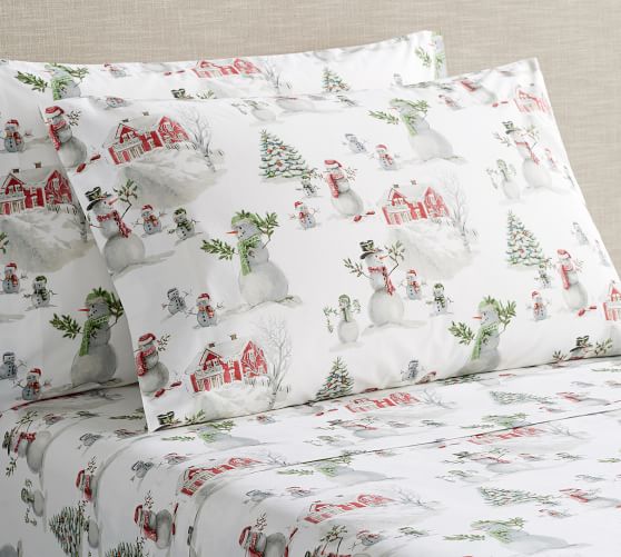 Snowman Organic Sheet Set Pottery Barn