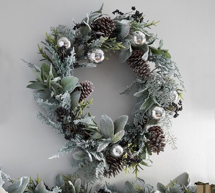 Snowy Ornament Sage Wreath