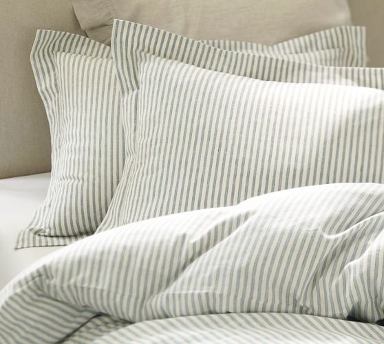 Vintage Ticking Stripe Duvet Cover, Twin, Blue