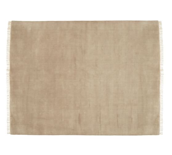 Fringed Hand-Loomed Wool Rug, 5x8', Wheat