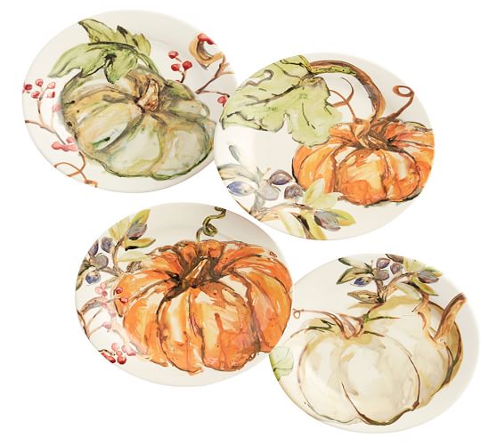 Harvest Pumpkin Salad Plates, Set of 4 Pottery Barn