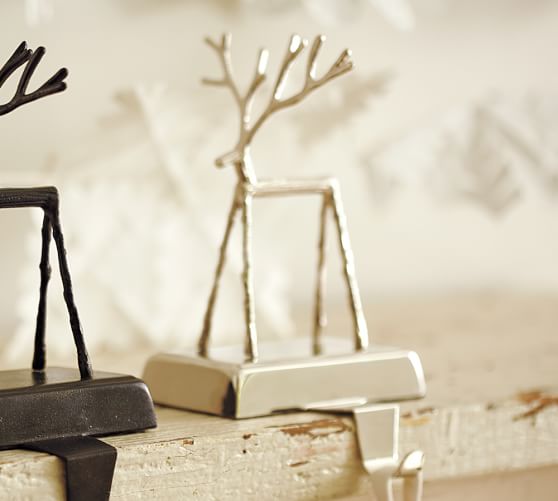 Twig Reindeer Stocking Holder, Silver finish Pottery Barn