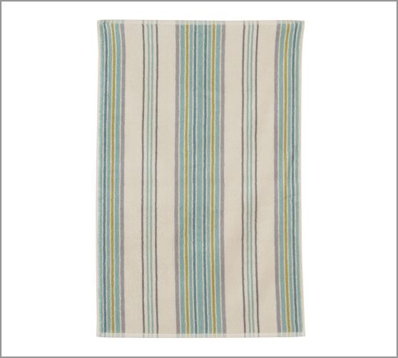 Jenny Stripe Organic Cotton Jacquard Hand Towel, Blue