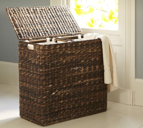 Perry Divided Hamper & Liner, Havana Weave