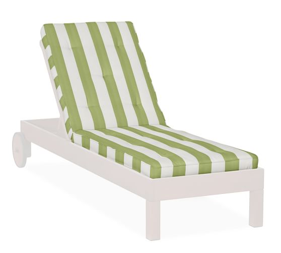 Universal Tufted Single Chaise Cushion, Outdoor Canvas PB Classic Stripe, Jade Green