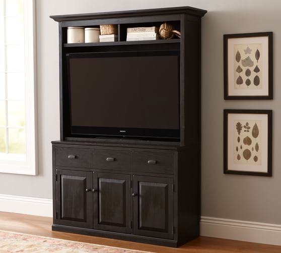 Leighton Media Stand & Hutch, Artisanal Black stain