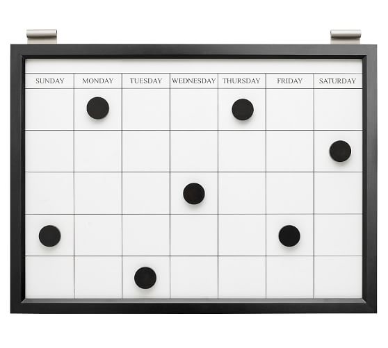 Magnetic Whiteboard Calendar, Black