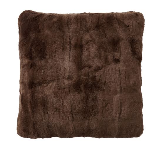 Ruched Faux Fur Pillow Cover Espresso Pottery Barn