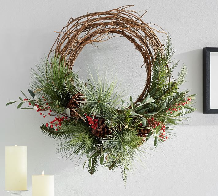 Red Berry & Pine Home Decor - Wreath
