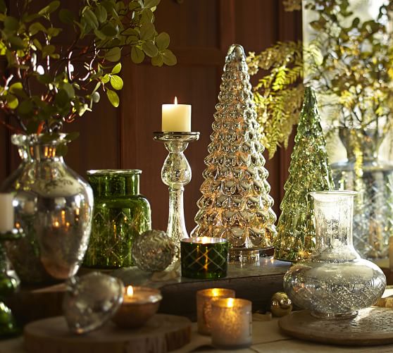 Green Mercury Glass Trees Pottery Barn