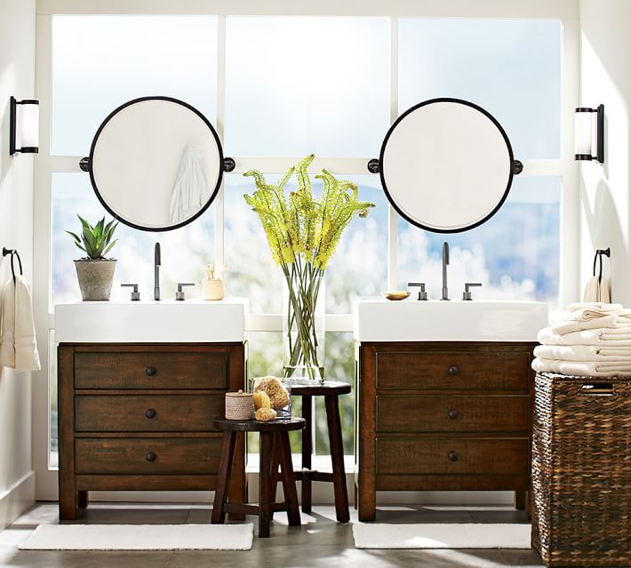 Bathroom Pivot Mirror mason single sink console - rustic mahogany finish | pottery barn Bathroom Pivot Mirror mason single sink console - rustic mahogany finish | pottery barn