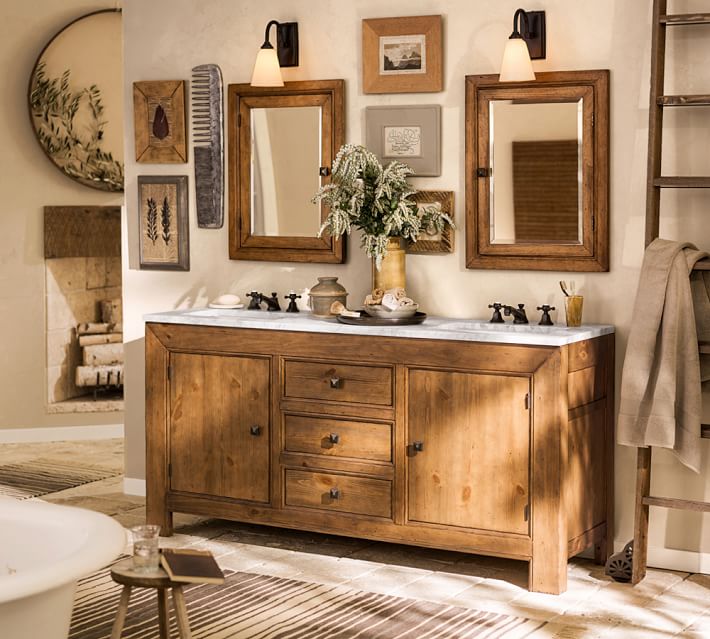 stella double sink console | pottery barn stella double sink console | pottery barn