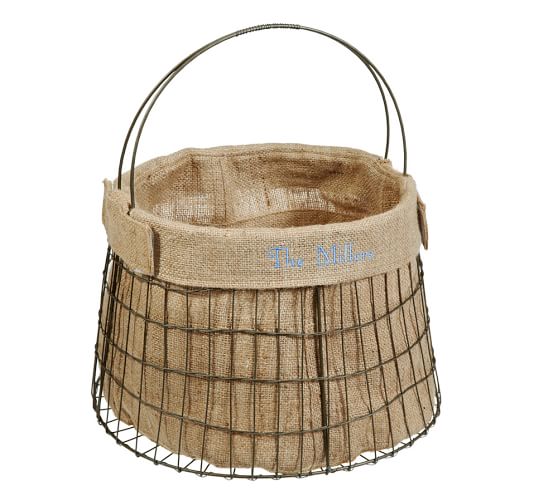 Sussex Basket with Personalizable Burlap Liner Pottery Barn