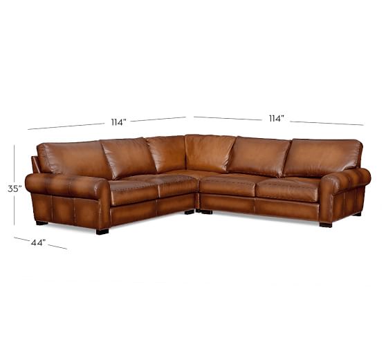Turner Roll Arm Leather 3Piece LShaped Sectional Pottery Barn