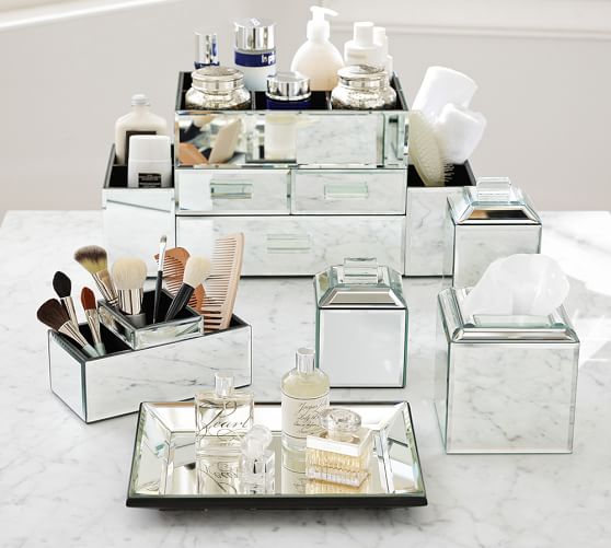 Bathroom Mirror Tray mirrored bath accessories | pottery barn Bathroom Mirror Tray mirrored bath accessories | pottery barn