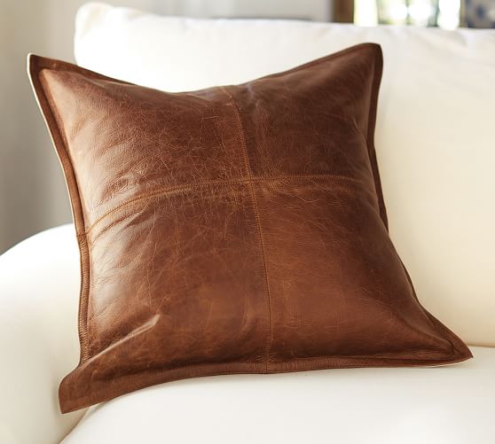 Pieced Leather Pillow Cover Pottery Barn