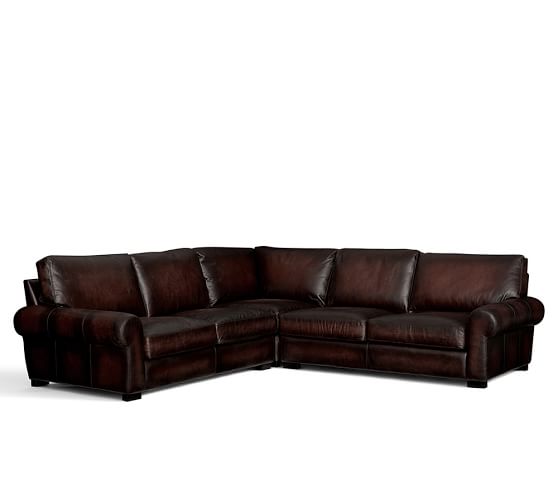 Turner Roll Arm Leather 3Piece LShaped Sectional Pottery Barn