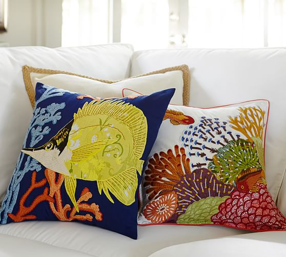 Under The Sea Embroidered Pillow Covers Pottery Barn