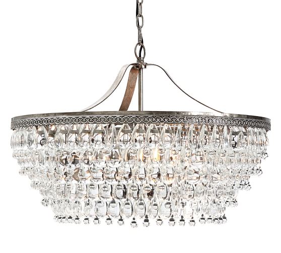 Clarissa Crystal Drop Round Chandelier Pottery Barn