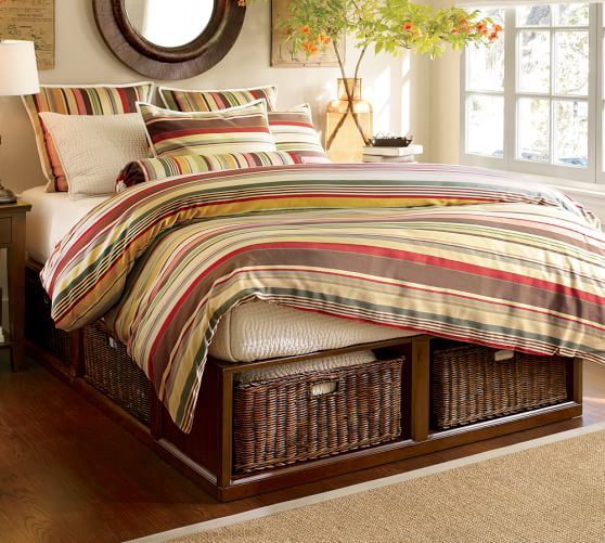 Stratton Storage Platform Bed with Baskets | Pottery Barn