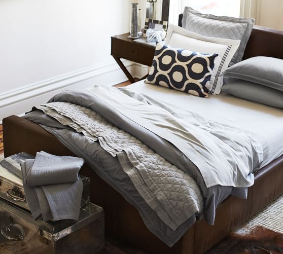 Casual Cotton Puckered Blanket & Sham Pottery Barn