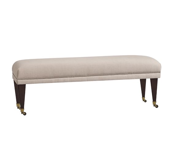 Raleigh Upholstered Bench with Tapered Legs Pottery Barn