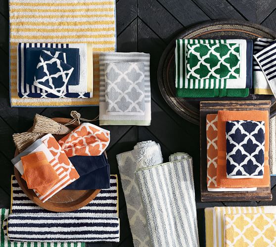 Marlo Stripe Organic Bath Towels Pottery Barn