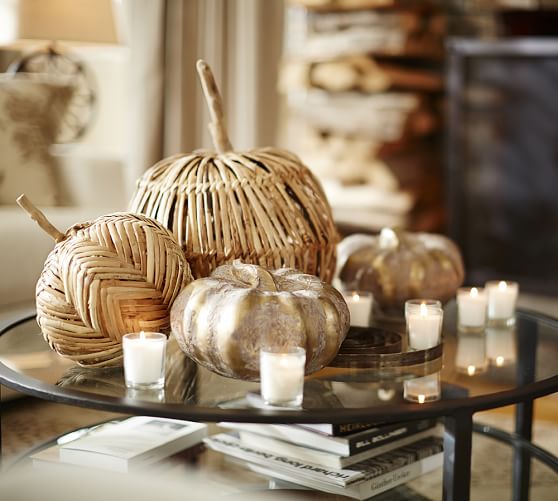 Faux Harvest Woven Pumpkins Pottery Barn