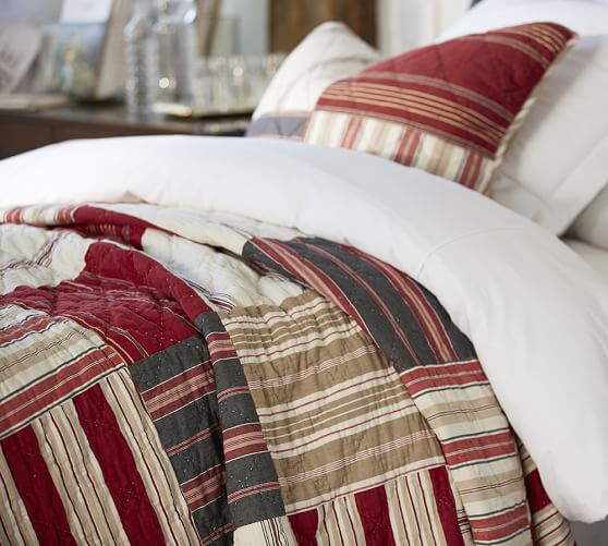 Multi Stripe Patchwork Quilt & Sham Pottery Barn