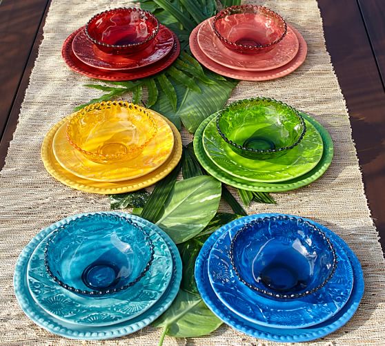Beaded Outdoor Dinnerware, Coral Pottery Barn