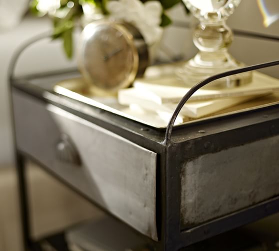 Metal Rolling Cart Bedside Table Pottery Barn