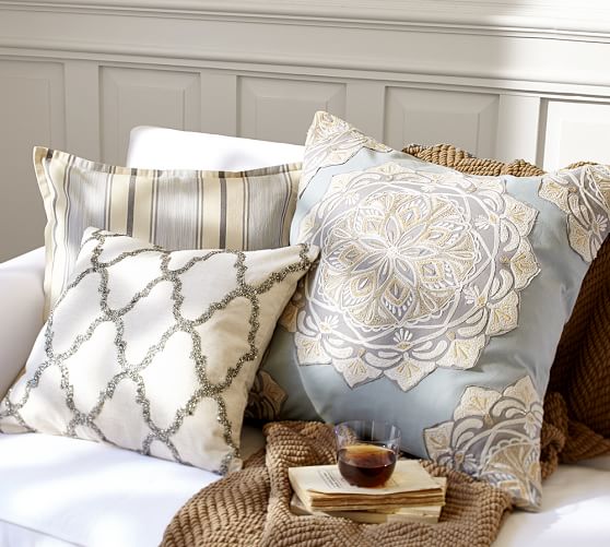Cressida Medallion Embroidered Pillow Cover Pottery Barn