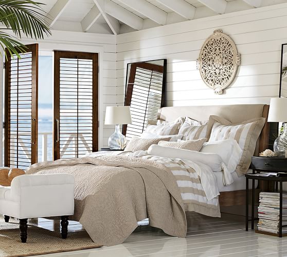 Striped Linen Quilt & Sham Pottery Barn