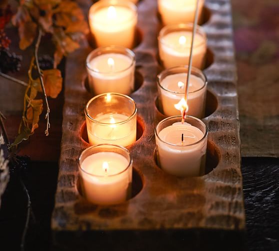 Carved Wooden Candle Centerpiece Pottery Barn