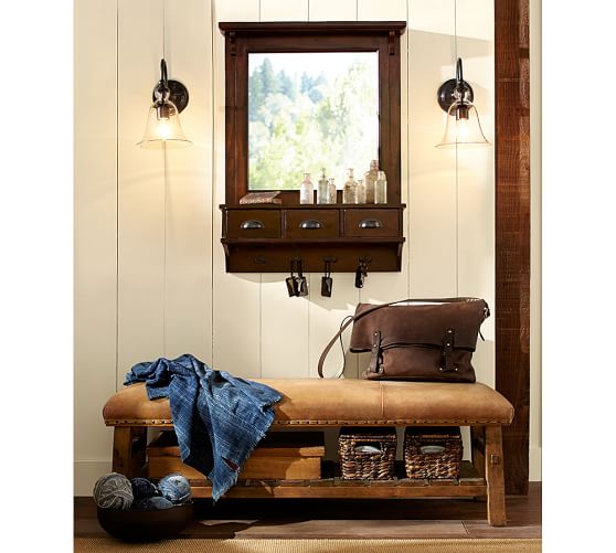 Caden Leather Bench Pottery Barn