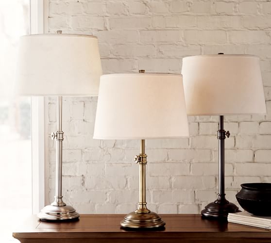 Bedside Lamps Pottery Barn Cylindrical Curvy Or Stacked Glass Bases Bring A Romantic Tone When They Re Sitting On Table Come In Varied Thicknesses And Finishes