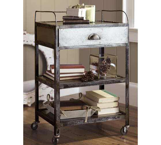 Metal Rolling Cart Bedside Table Pottery Barn