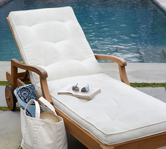 Tufted Outdoor Chaise Cushion Solid Pottery Barn