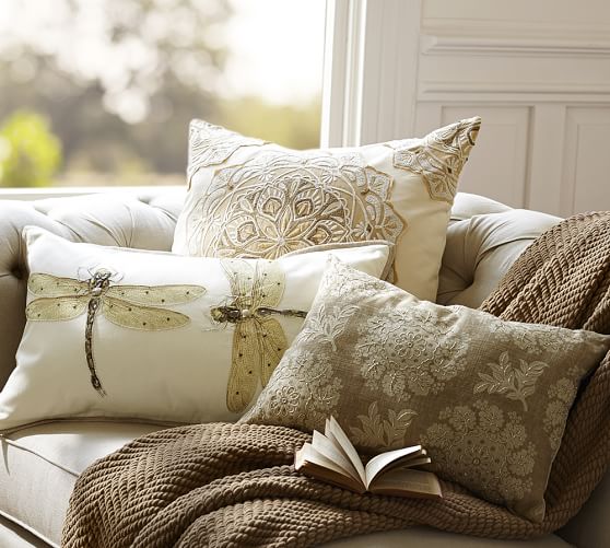 Cressida Medallion Embroidered Pillow Cover Pottery Barn